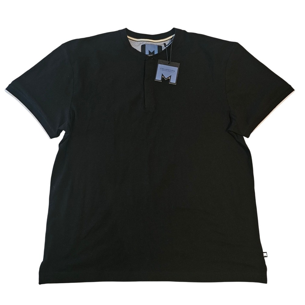 Michael‎ Strahan Collection Mens Black Short Sleeve Henley Shirt XXL